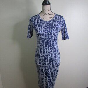 Lularoe Dress XS Women Blue White Arrow Print Short Sleeve
